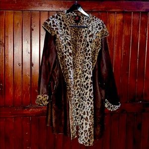 Adrienne Landau faux fur and leather coat